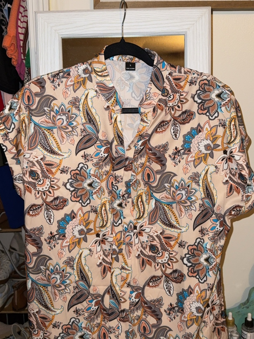 SHEIN Multicolor Paisley Floral Short Sleeve Blouse
